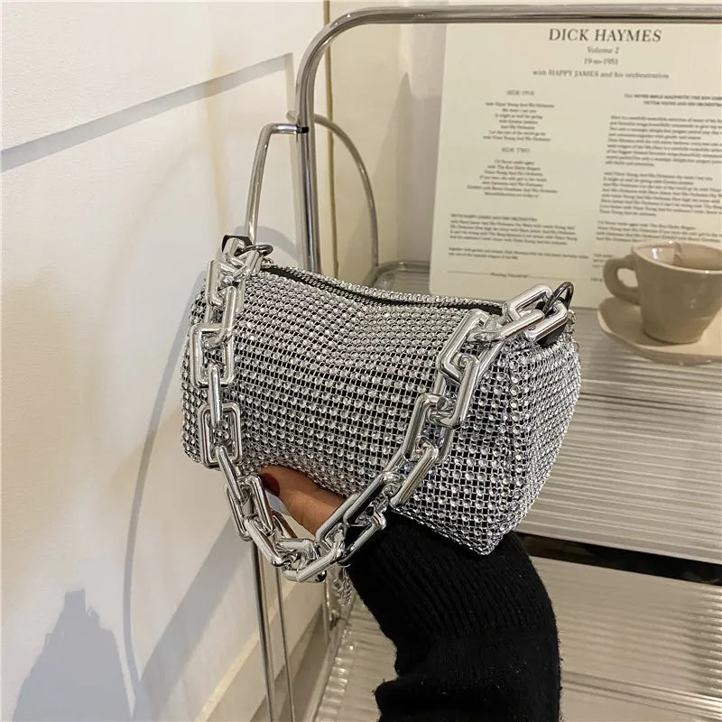 Summer Trend Luxury Fashion Travel Shoulder Handbags Purses Bling Diamond Design Small Crossbody Messenger Bags for Women