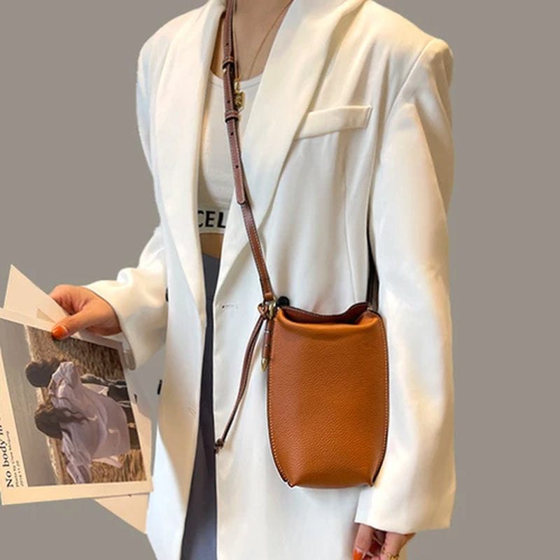 GENUINE LEATHER Purses and Handbags Luxury Designer Crossbody Bags for Women Mobile Phone