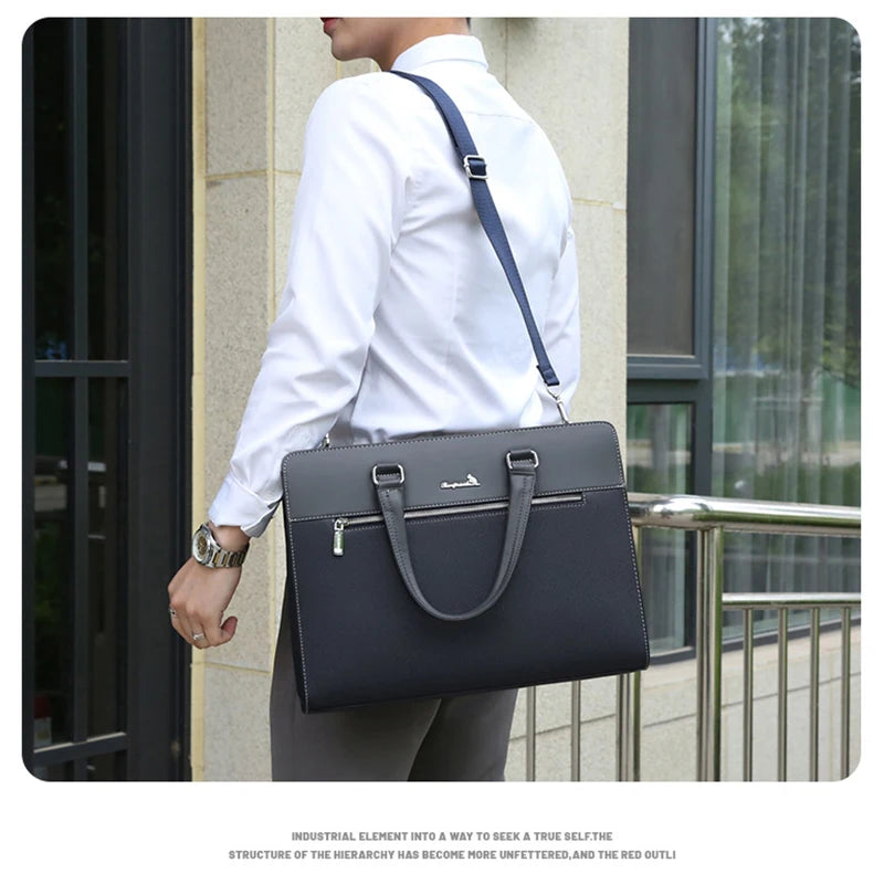 PU Leather Briefcase Bag for Men Laptop Executive Designer Handbags Shoulder Business Male Messenger Crossbody Bag Portfolio
