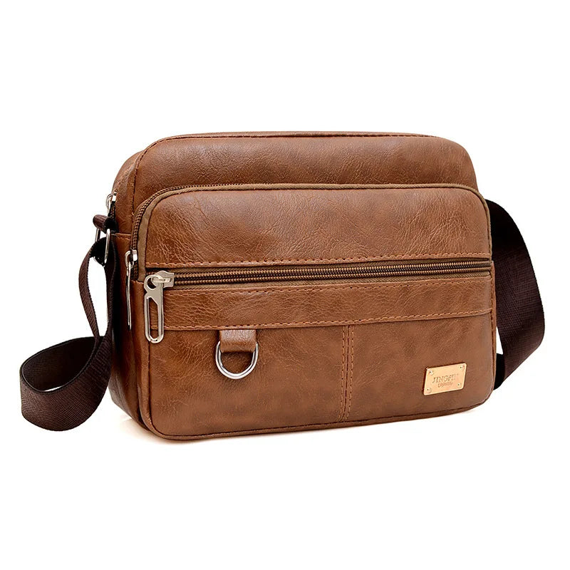 Leather Men'S Sling Bag Messenger Shoulder Crossbody Bags Large Capacity Handbags Multifunctional Work Bag