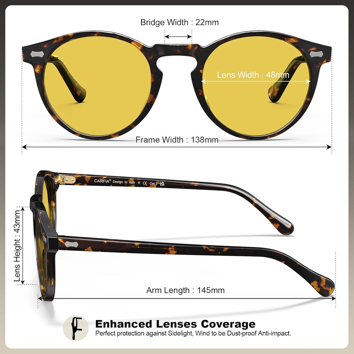 Polarised Womens Sunglasses Vintage UV400 Protection Acetate Frame