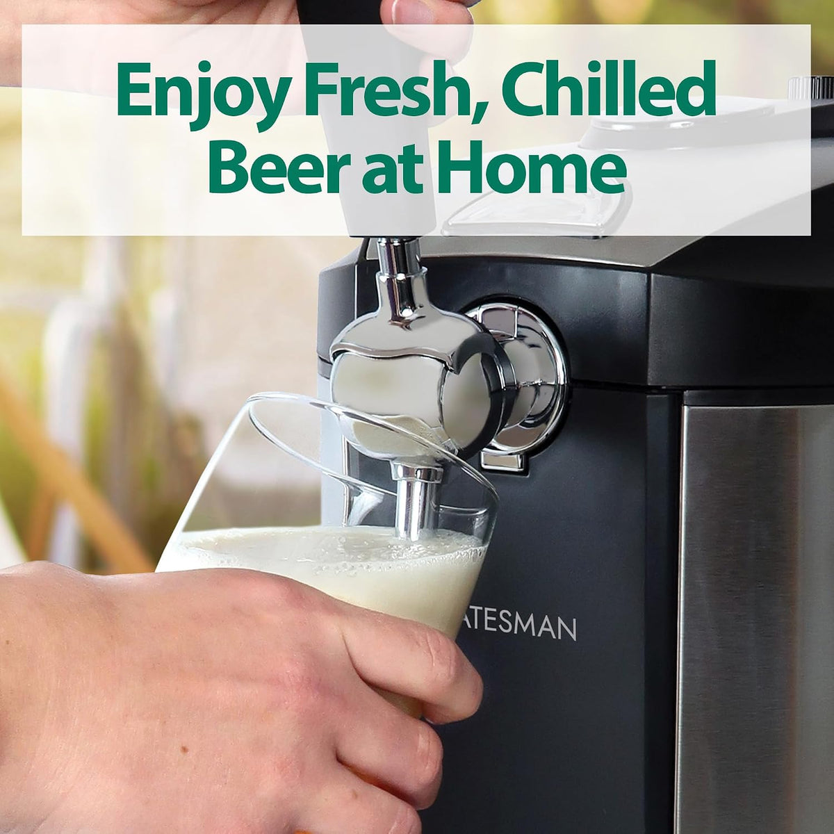 SKBD500SS Beer Dispenser Tap for 5 Litre Kegs, Draught Pump with Integrated Cooler for Beer Ale Cider & Lager, Perfect for Kitchens & Home Bars, Stainless Steel