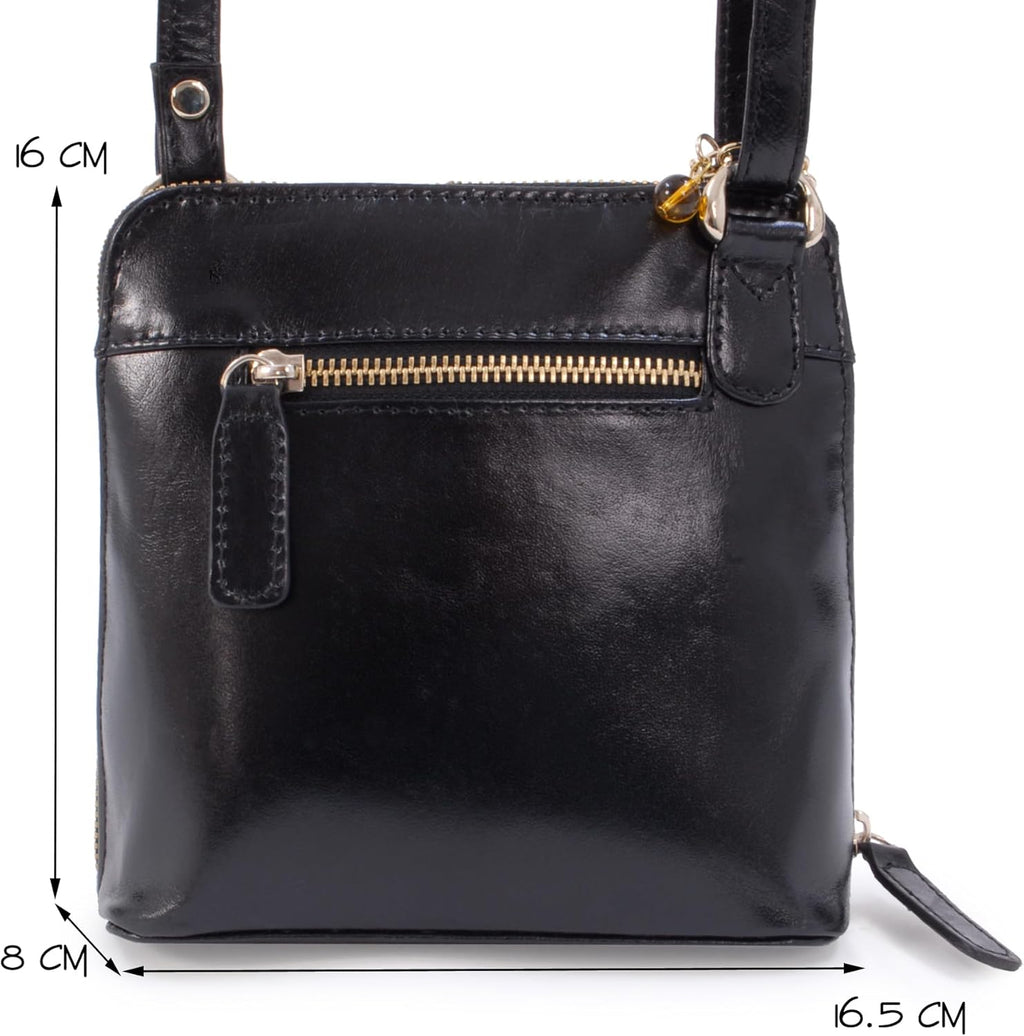 - Small Leather Crossbody Bag for Women - Mini Shoulder Bag - Long Adjustable Strap - Lena