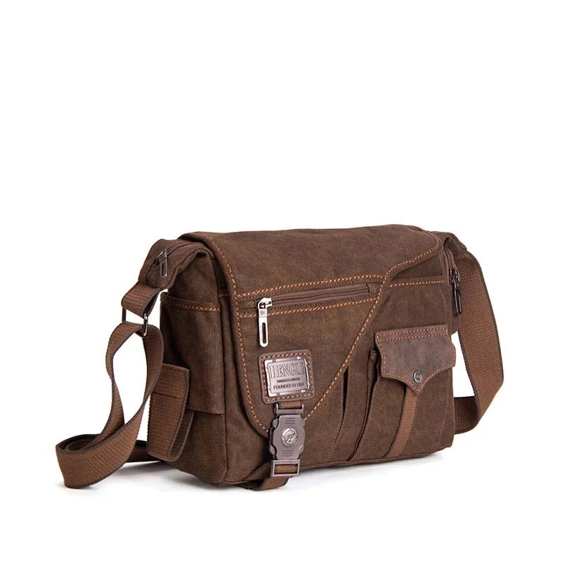 Men Canvas Multifunction Crossbody Bag Retro Handbags Travel Wear Resistance Shoulder Messenger Bags Leisure Package Bolsa