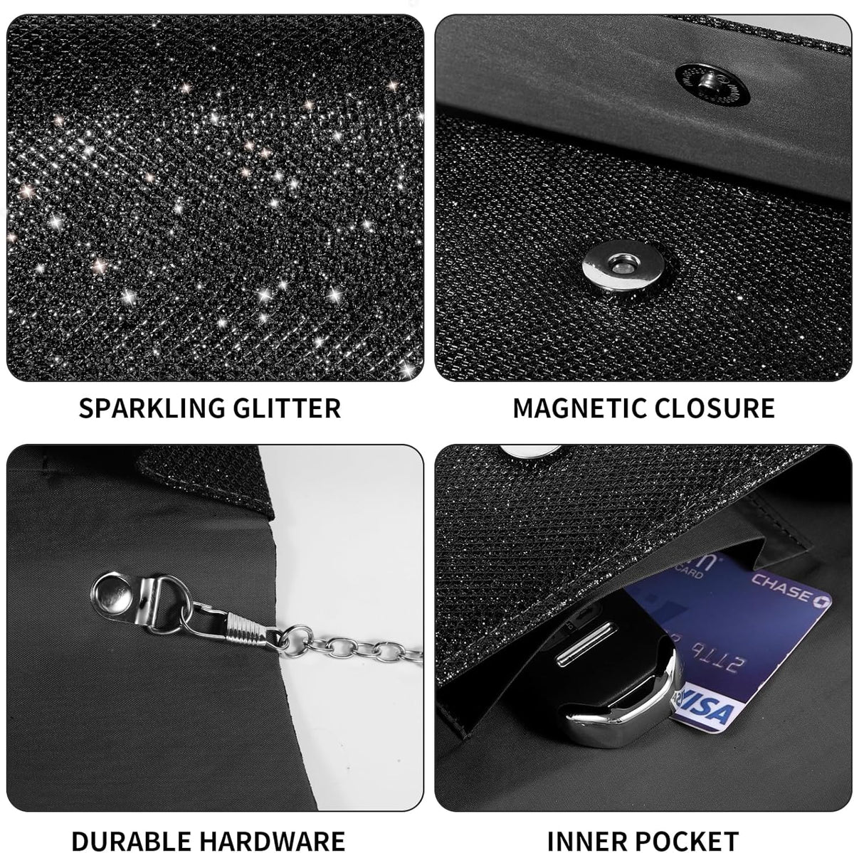 Clutch Bag Evening Bag Handbags Purse Handbag with Detachable Chain Strap for Wedding Cocktail Party Ladies