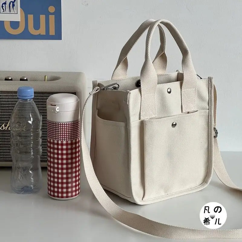 Women Crossbody Bags Canvas Solid Simple Large Capacity Shoulder Handbags All-Match Durable Shopping Portable Totes Minimalist