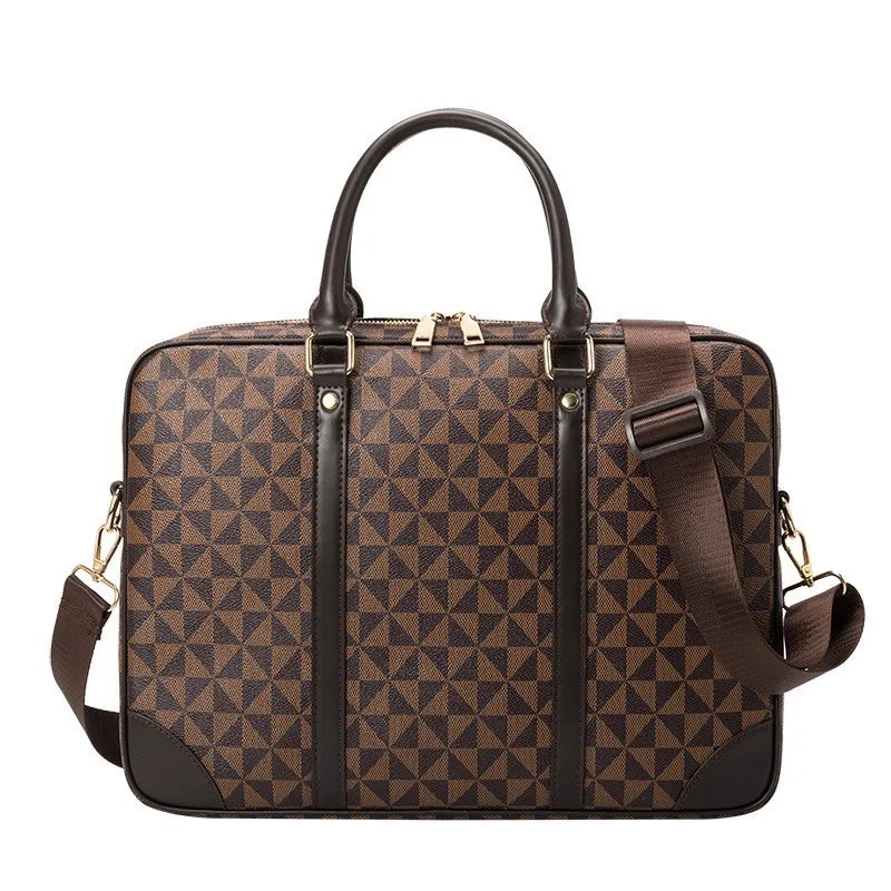 Men'S Briefcase Luxury Large Capacity PU Leather Executive Laptop Fashion Handbags Shoulder Business Casual Tote Document Bag