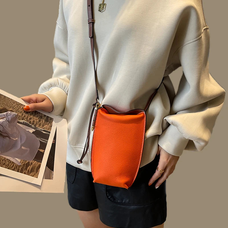 GENUINE LEATHER Purses and Handbags Luxury Designer Crossbody Bags for Women Mobile Phone