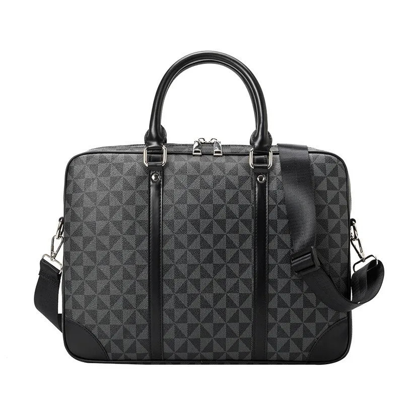 Men'S Briefcase Luxury Large Capacity PU Leather Executive Laptop Fashion Handbags Shoulder Business Casual Tote Document Bag