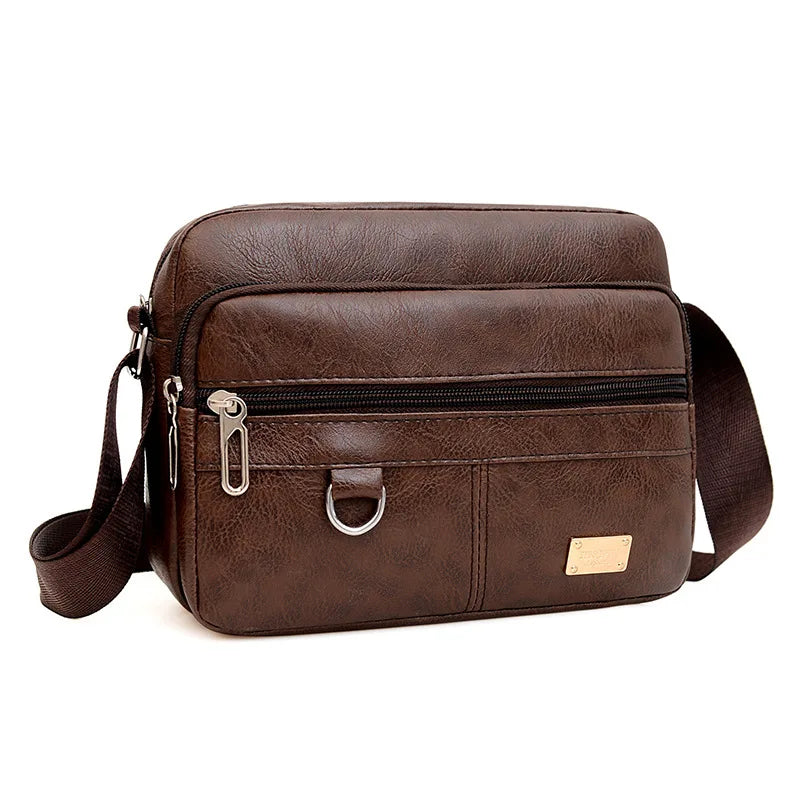 Leather Men'S Sling Bag Messenger Shoulder Crossbody Bags Large Capacity Handbags Multifunctional Work Bag