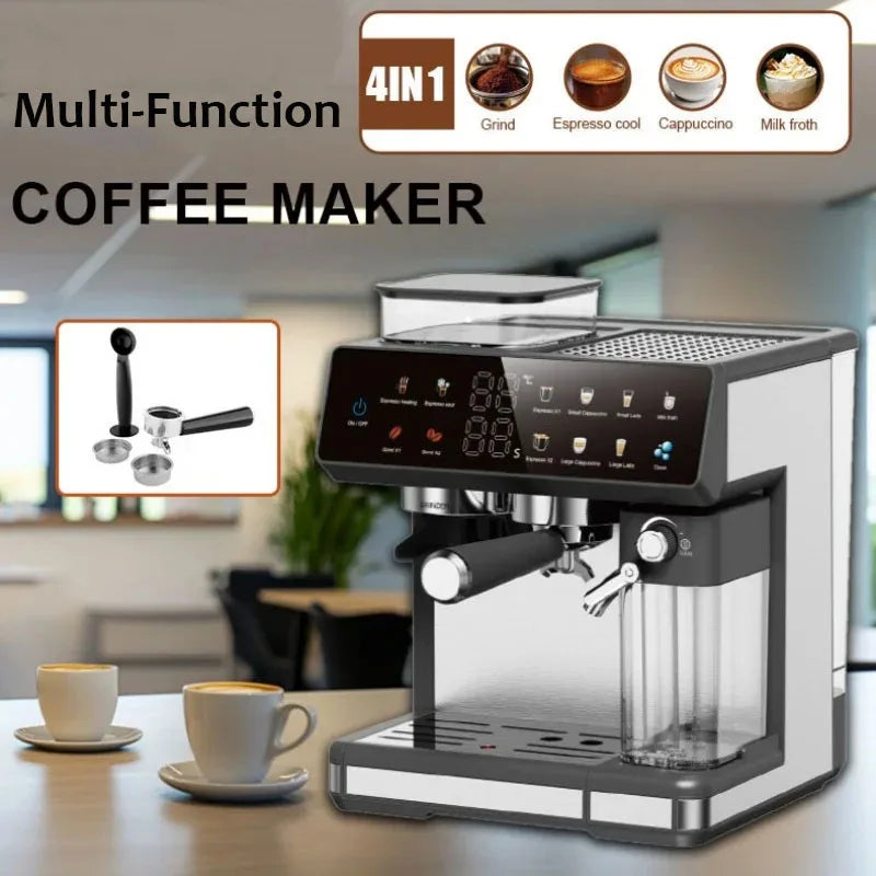 220V Semi-Automatic Italian Coffee Machine with Grinding Function Espresso Coffee Maker Home Use Commercial Coffee Machine