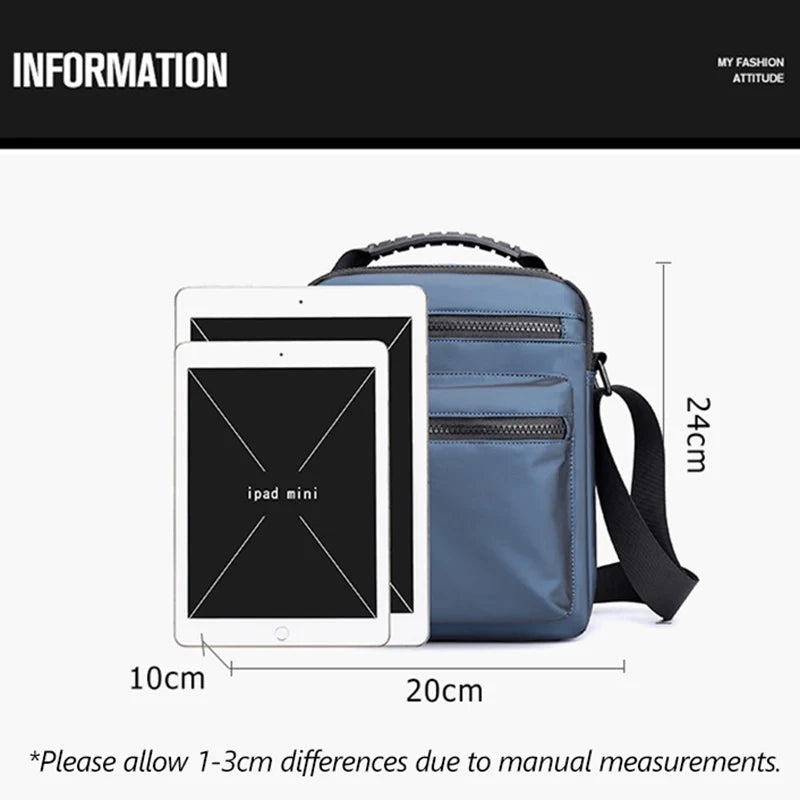 Man Classic Messenger Bag Men'S Multifunction Shoulder Sling Pack Nylon Business Crossbody Flap Male Simple Handbags