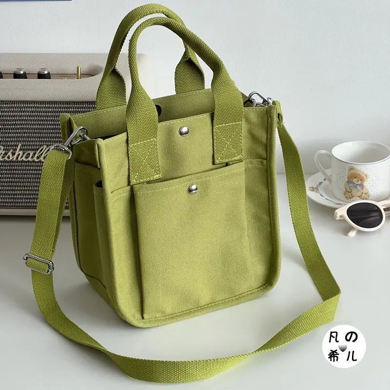 Women Crossbody Bags Canvas Solid Simple Large Capacity Shoulder Handbags All-Match Durable Shopping Portable Totes Minimalist