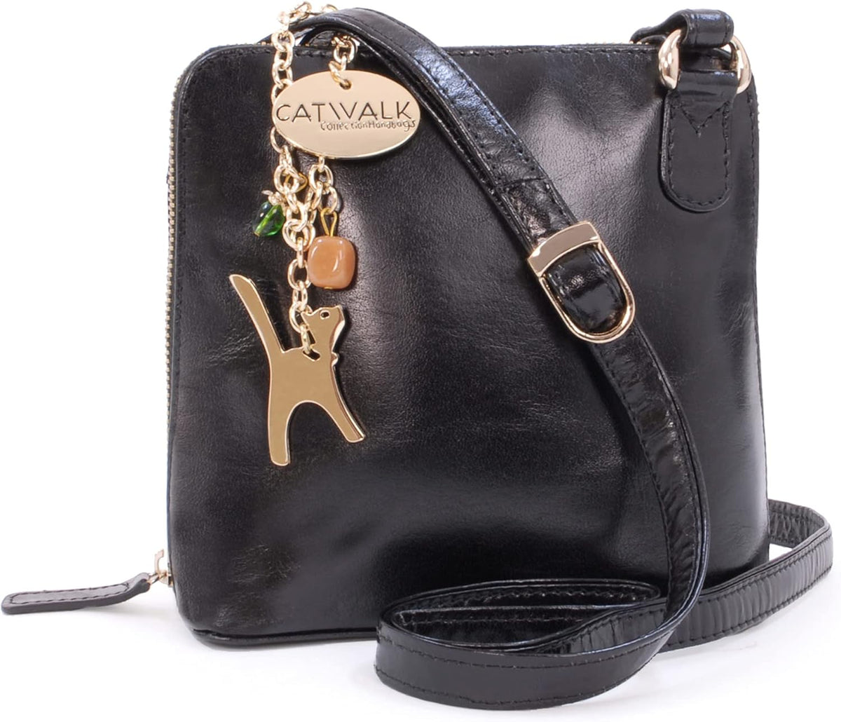 - Small Leather Crossbody Bag for Women - Mini Shoulder Bag - Long Adjustable Strap - Lena