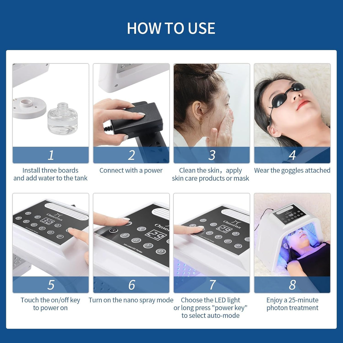Red Light Therapy Lamp with Nano Spray,6 Colors Led Light Therapy Mask,Pdt Machine,Led Face Light Therapy Mask,178Pcs Leds, UK Plug, Anti-Anging,Rejuvenation,Firming,Smooth Wrinkle,Skin Brighten,White