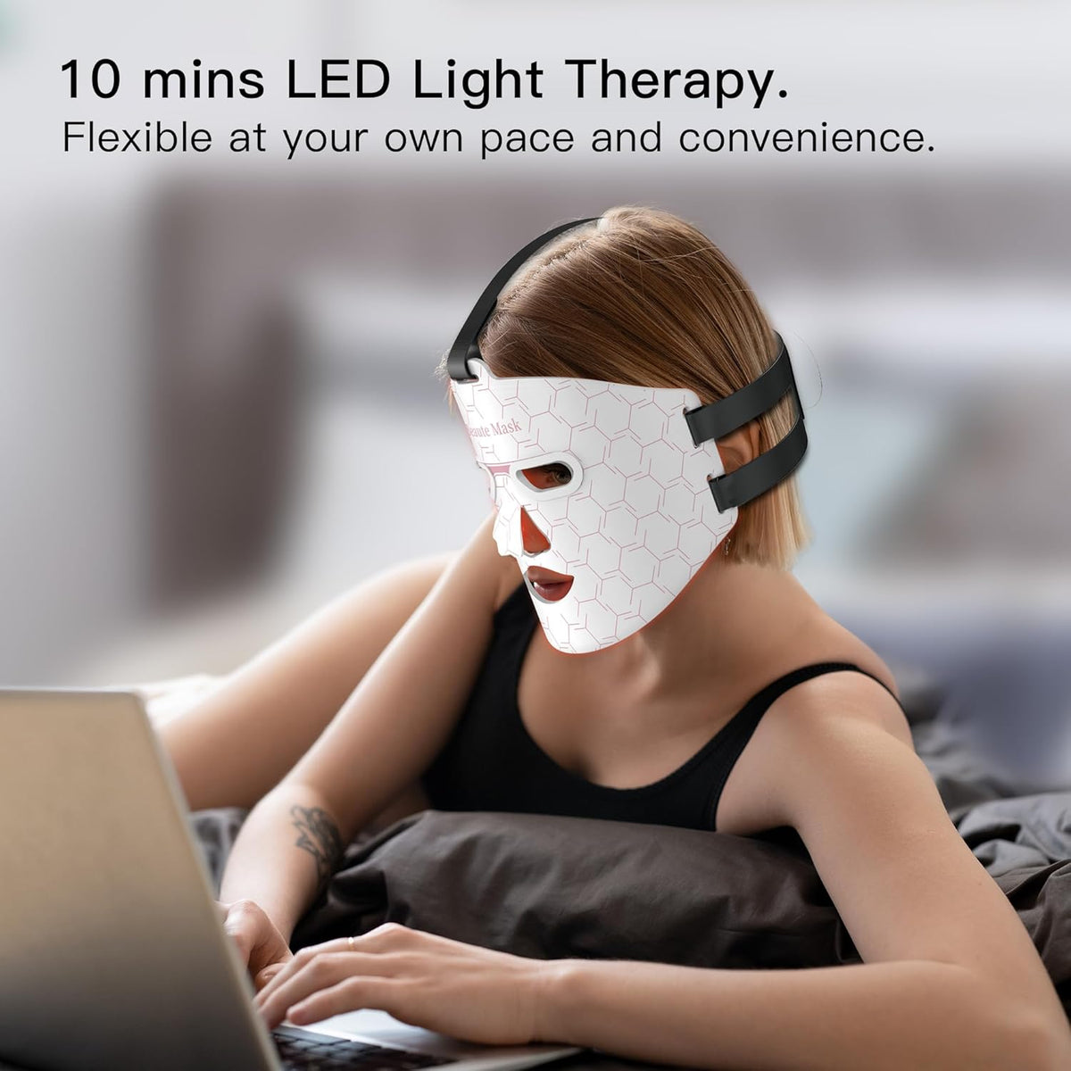 Red Light Therapy for Face, Led Face Mask Light Therapy, Infrared Red Light Therapy Mask, Advanced Anti-Aging Wrinkle Acne Removal Skin Care Device for All Skin Types at Home (Elegante White)
