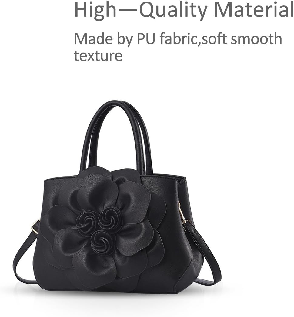Stylish Handbags for Women Flower Top Handle Handbags Designer Shoulder Bag PU Leather Crossbody Bag Pretty Bag