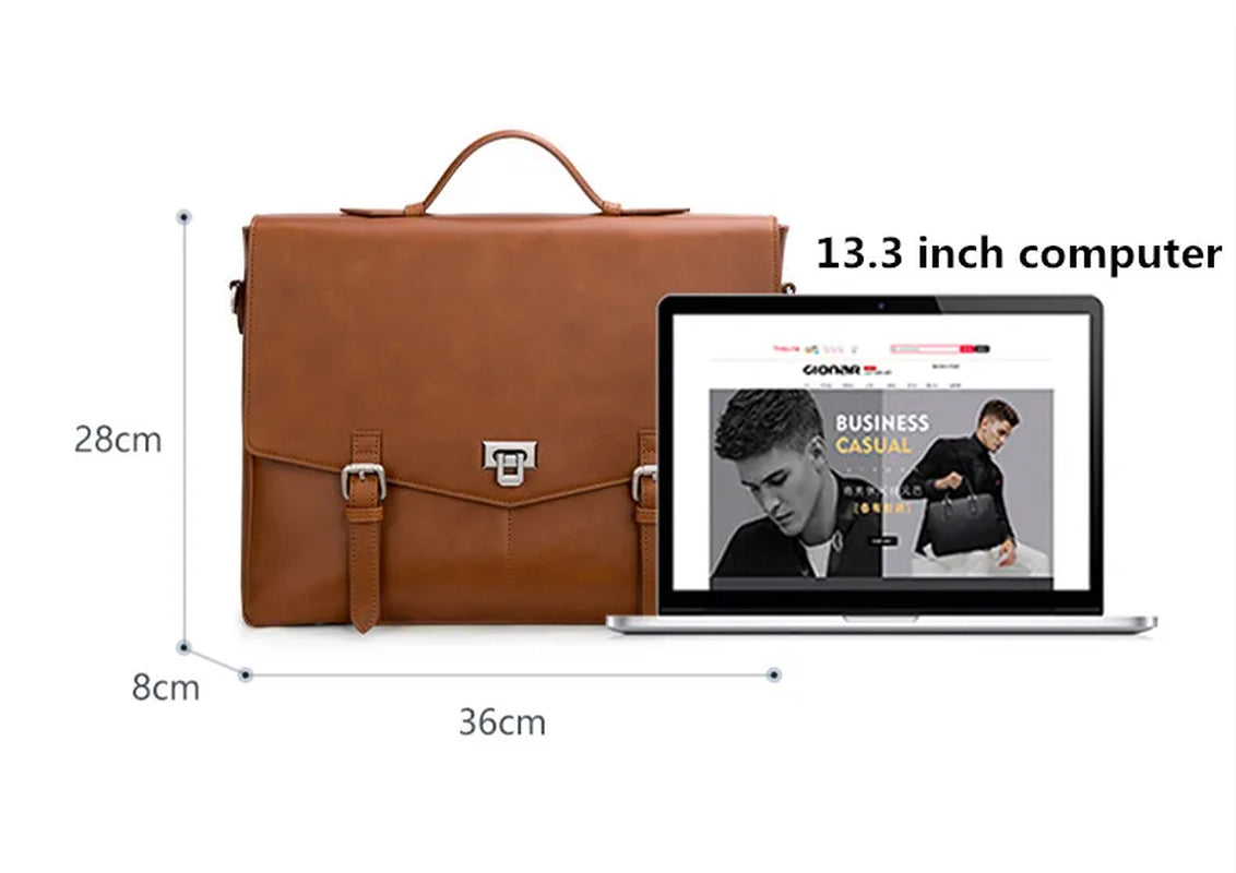 2026 New Briefcase Men'S Leather Handbags Business Casual Lawyer Computer Portable Official Vintage Shoulder Messenger Bag Larg