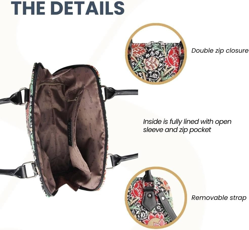 Tapestry Handbags Shoulder Bag and Crossbody Bags for Women with Garden Design