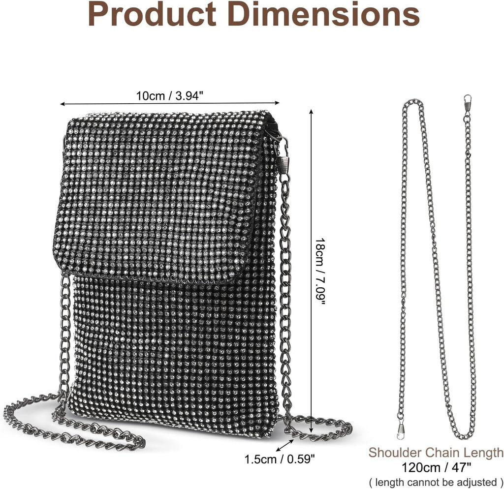 Evening Handbags Clutch Purses for Women, Crossbody Bag Crystal Rhinestone Purse Shoulder Bag Sparkly