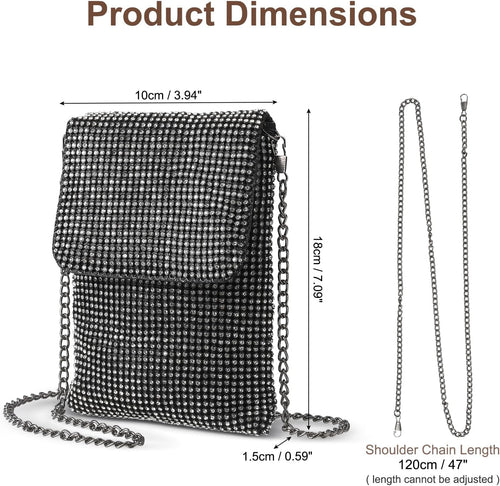 Evening Handbags Clutch Purses for Women, Crossbody Bag Crystal Rhinestone Purse Shoulder Bag Sparkly