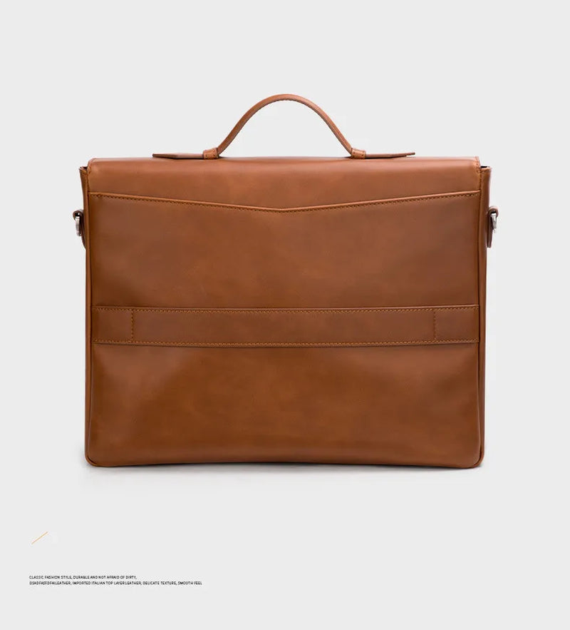2026 New Briefcase Men'S Leather Handbags Business Casual Lawyer Computer Portable Official Vintage Shoulder Messenger Bag Larg