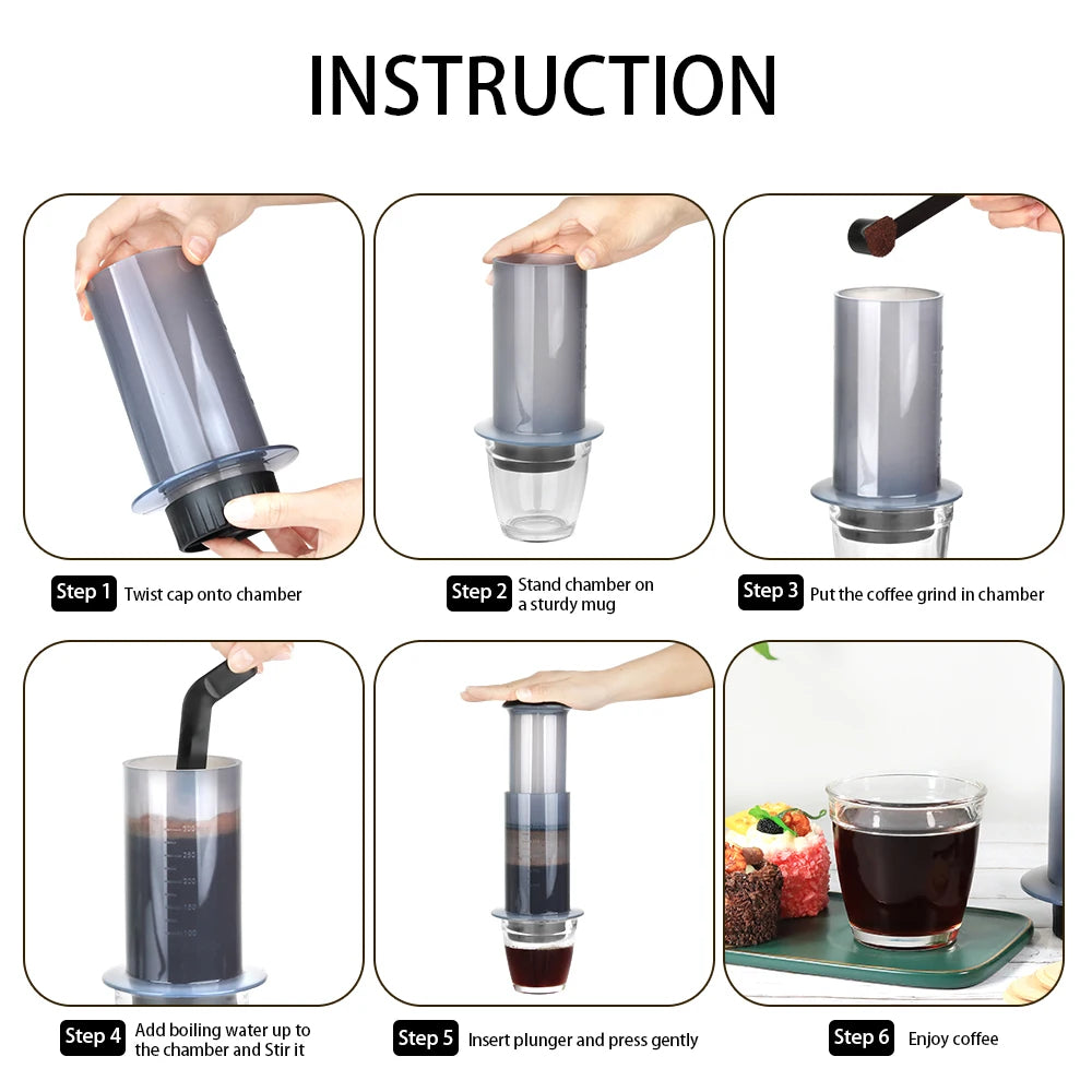 For Aeropress Machine Espresso Portable Coffee Maker Cafe French Press Coffee Pot with Filters Paper Kit