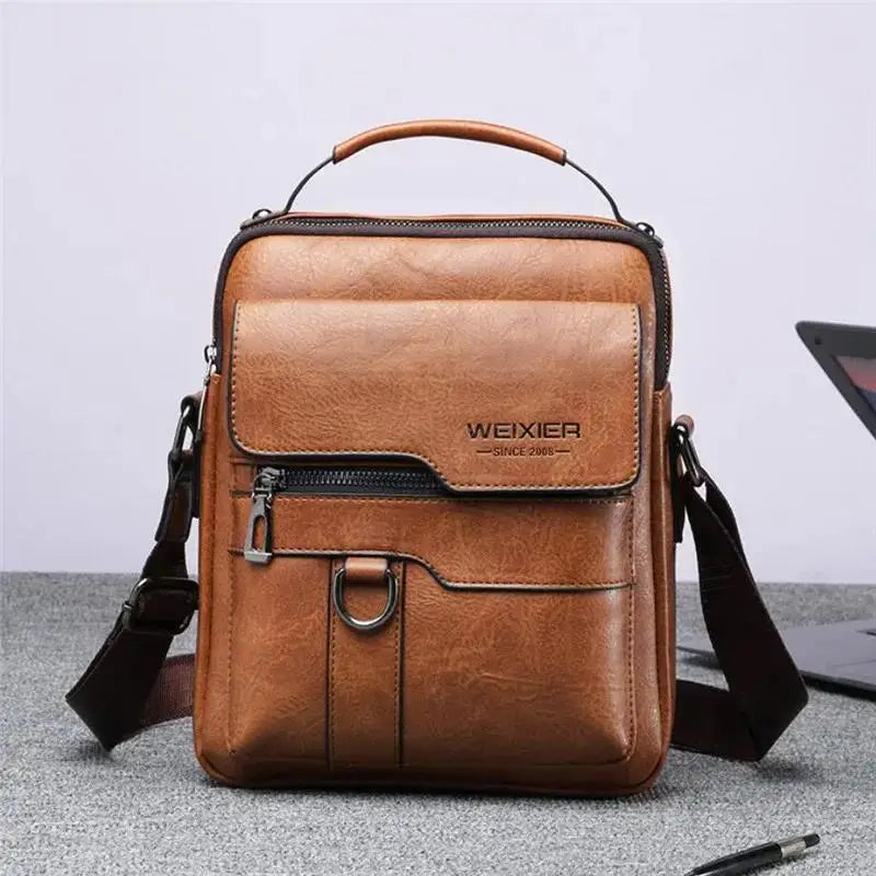 New Men Crossbody Bag Shoulder Bags Vintage Handbags Large Capacity PU Leather for Man Messenger Tote