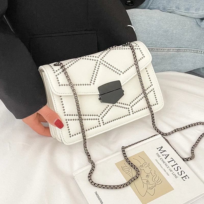 Rivet Chain Small Crossbody Bags for Women Shoulder Messenger Bag Lady Luxury Handbags