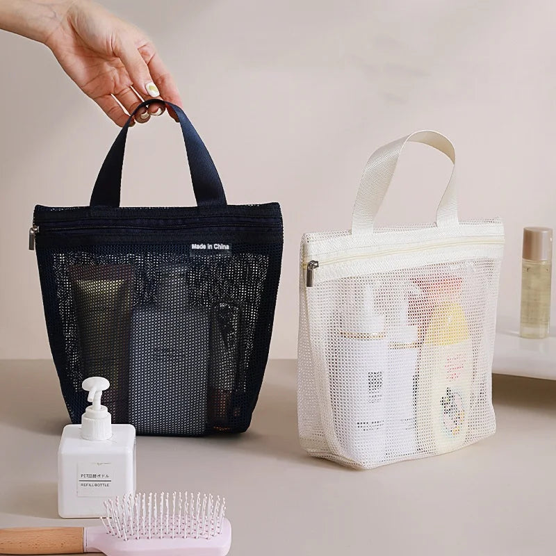 Mesh Makeup Toiletry Storage Bags Handbags Portable Travel Washing Body Shower Tools Organizer Hanging Cosmetic Organizer Pouch