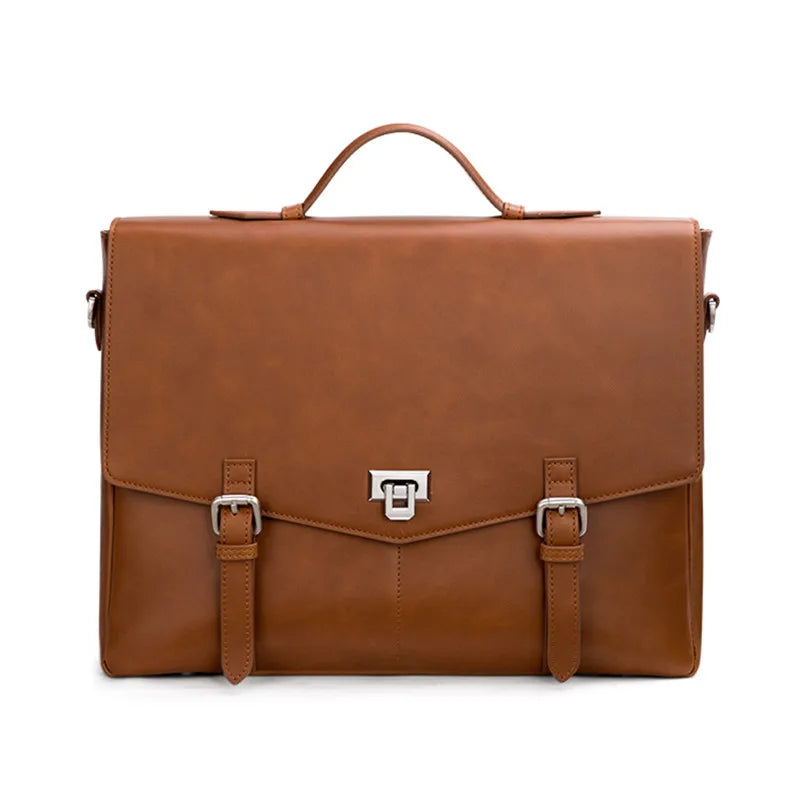 2026 New Briefcase Men'S Leather Handbags Business Casual Lawyer Computer Portable Official Vintage Shoulder Messenger Bag Larg