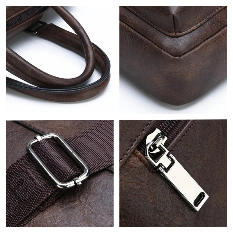Men'S Minimalist Trend Briefcase Large Capacity Office Shoulder Bag Waterproof Business Laptop Handbags Commute Crossbody Bag