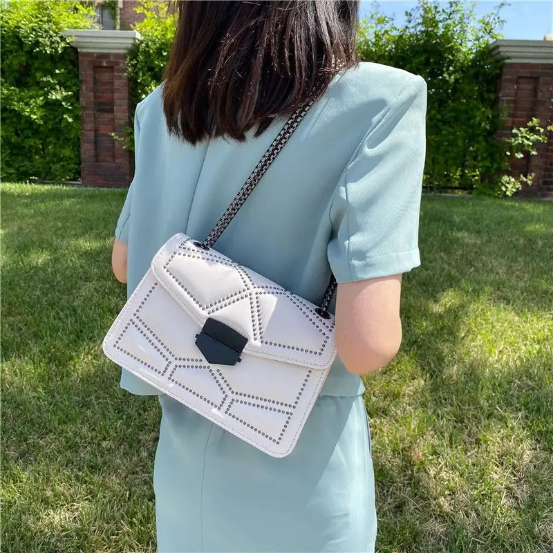 Rivet Chain Small Crossbody Bags for Women Shoulder Messenger Bag Lady Luxury Handbags