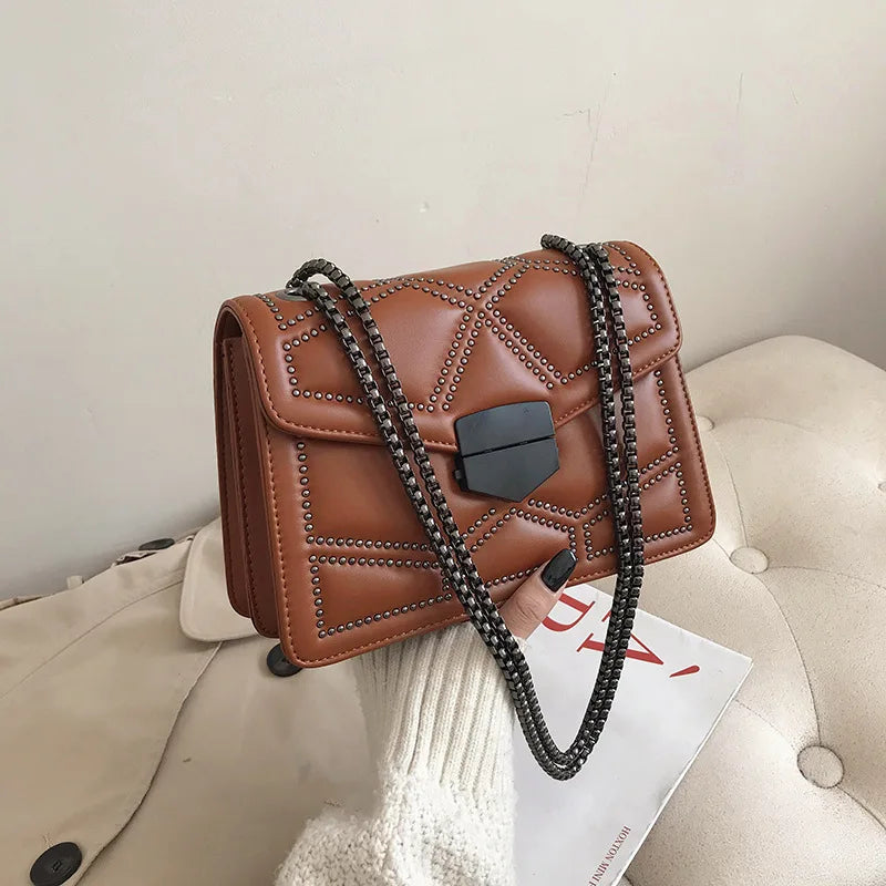 Rivet Chain Small Crossbody Bags for Women Shoulder Messenger Bag Lady Luxury Handbags