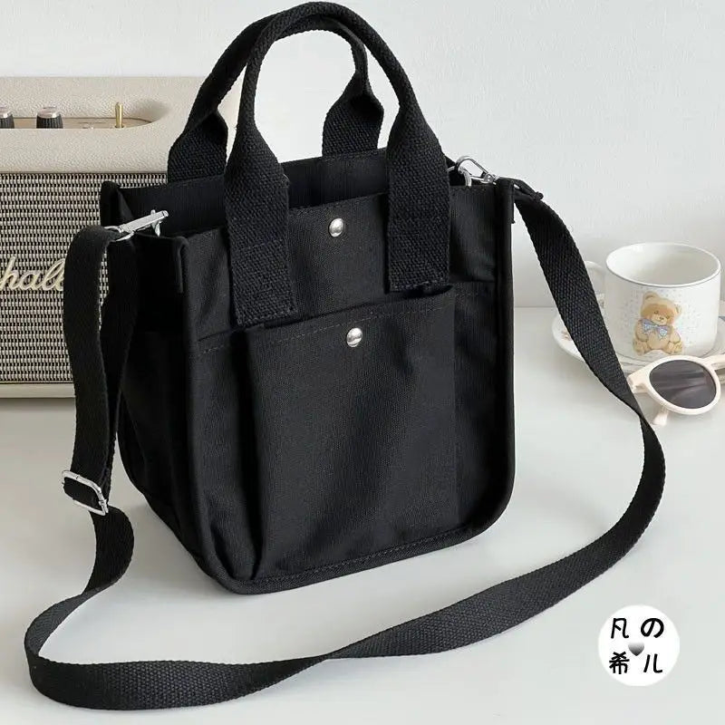 Women Crossbody Bags Canvas Solid Simple Large Capacity Shoulder Handbags All-Match Durable Shopping Portable Totes Minimalist