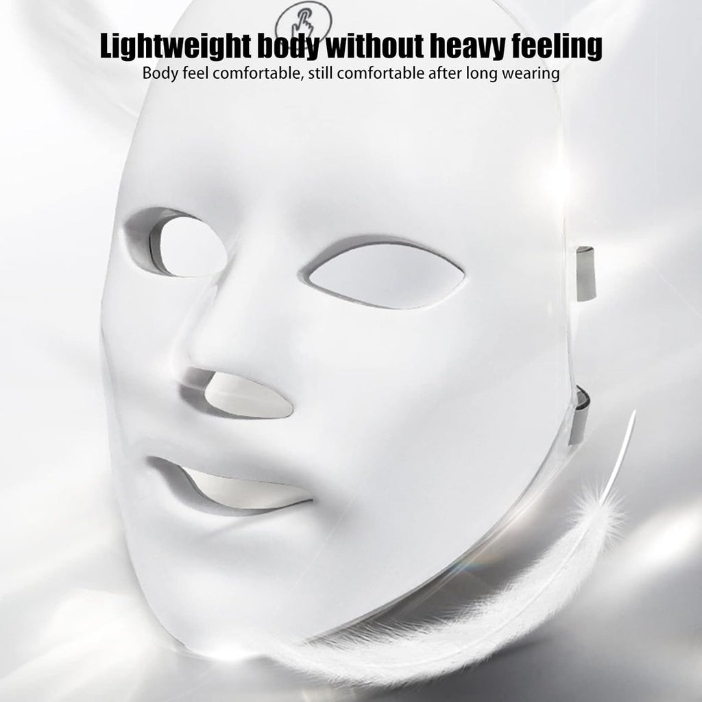 LED Light Therapy Facial Mask - 7 Color Photon Treatment for Skin Rejuvenation, Anti-Aging, Acne Reduction, and Wrinkle Prevention