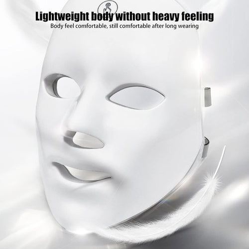 LED Light Therapy Facial Mask - 7 Color Photon Treatment for Skin Rejuvenation, Anti-Aging, Acne Reduction, and Wrinkle Prevention