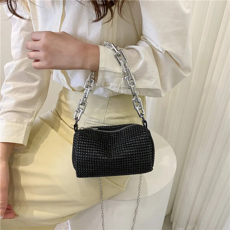 Summer Trend Luxury Fashion Travel Shoulder Handbags Purses Bling Diamond Design Small Crossbody Messenger Bags for Women
