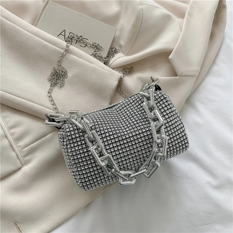 Summer Trend Luxury Fashion Travel Shoulder Handbags Purses Bling Diamond Design Small Crossbody Messenger Bags for Women