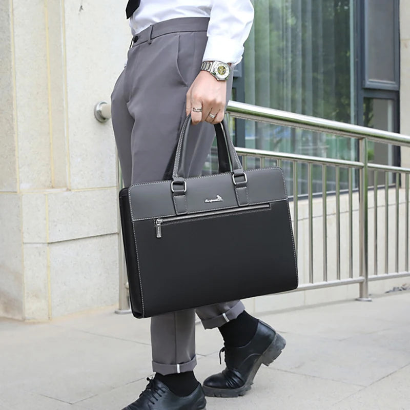 PU Leather Briefcase Bag for Men Laptop Executive Designer Handbags Shoulder Business Male Messenger Crossbody Bag Portfolio