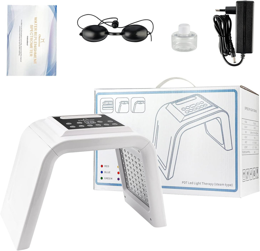 Red Light Therapy Lamp with Nano Spray,6 Colors Led Light Therapy Mask,Pdt Machine,Led Face Light Therapy Mask,178Pcs Leds, UK Plug, Anti-Anging,Rejuvenation,Firming,Smooth Wrinkle,Skin Brighten,White
