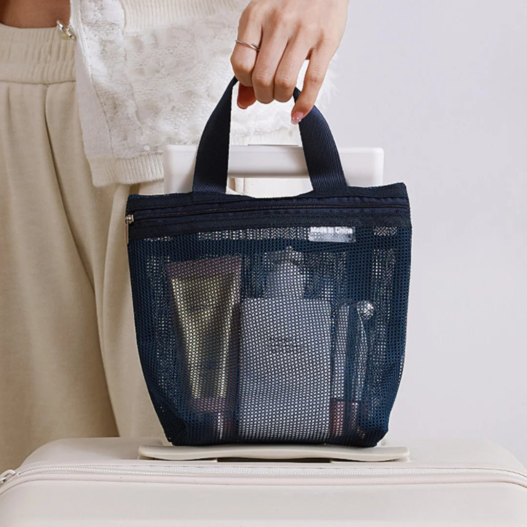Mesh Makeup Toiletry Storage Bags Handbags Portable Travel Washing Body Shower Tools Organizer Hanging Cosmetic Organizer Pouch