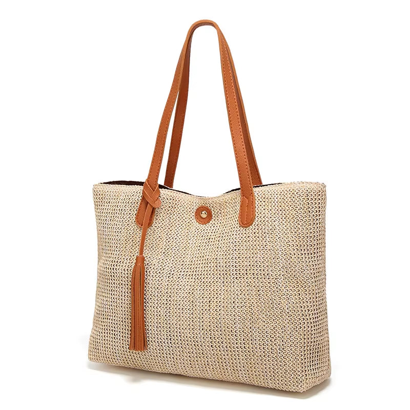 New Arrive 2026 Women'S Fashion Straw Handbags Large Tote Bags Ladies Simple Shoulder Bags Tassel Handbags B149