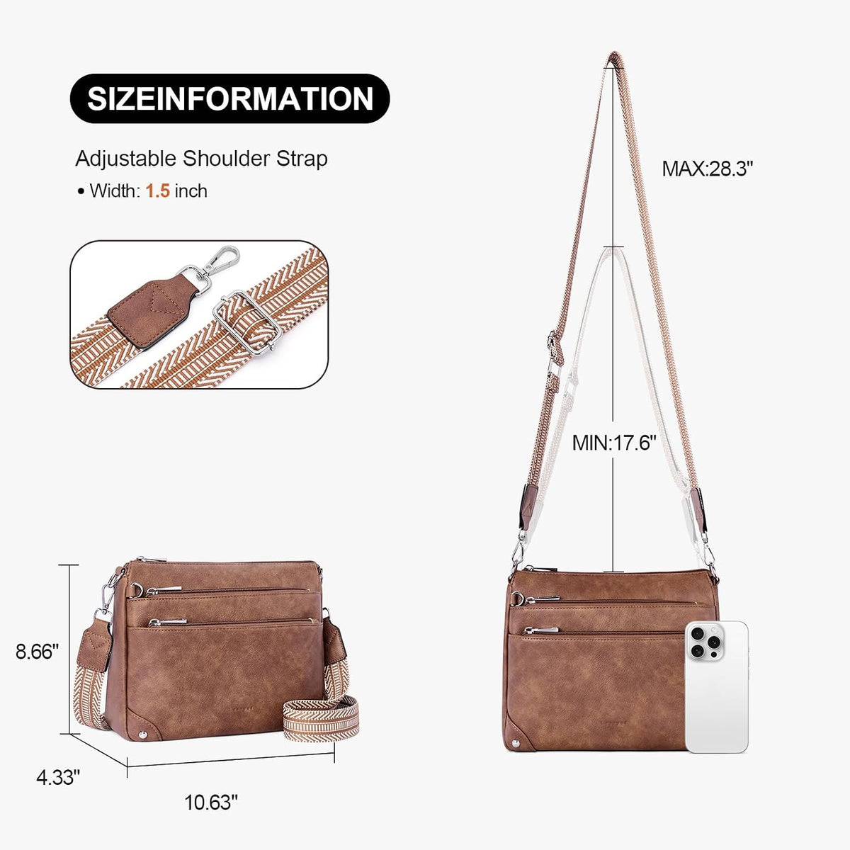 Cross Body Bag Women Rfid Travel Crossbody Bags Leather Handbags Ladies Shoulder Bag with Adjustable Strap