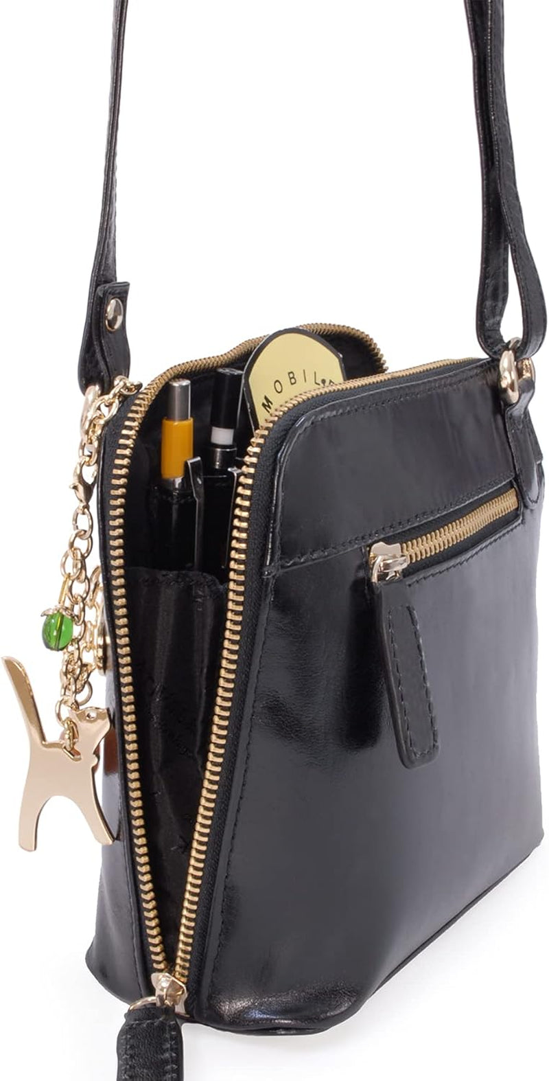 - Small Leather Crossbody Bag for Women - Mini Shoulder Bag - Long Adjustable Strap - Lena