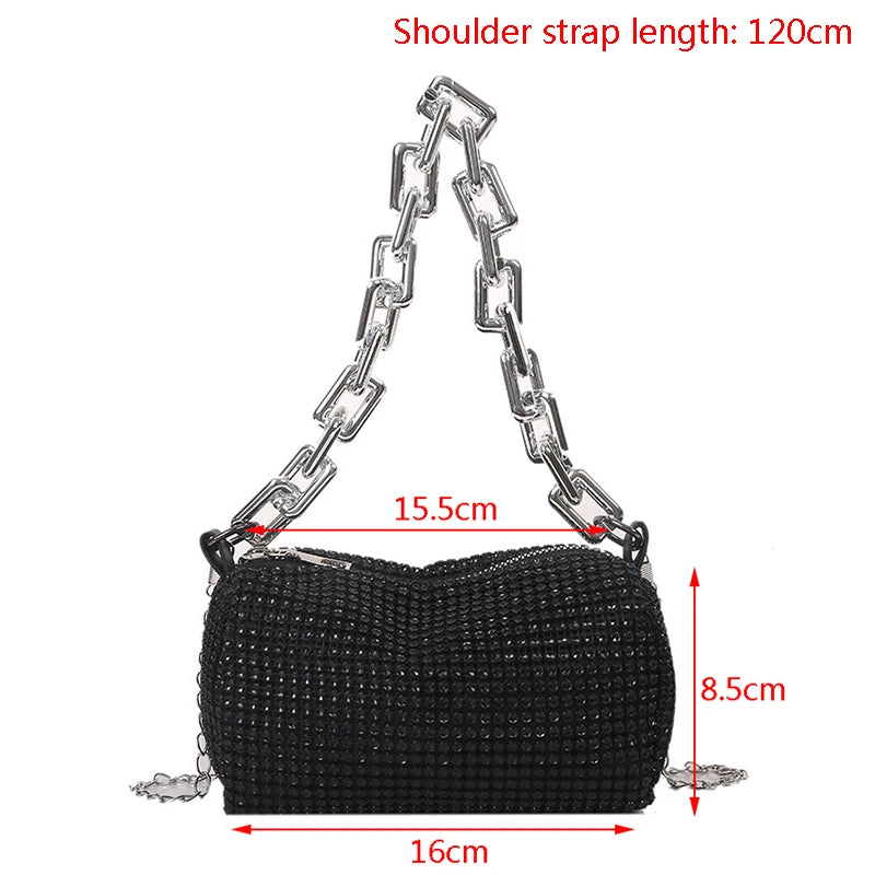 Summer Trend Luxury Fashion Travel Shoulder Handbags Purses Bling Diamond Design Small Crossbody Messenger Bags for Women