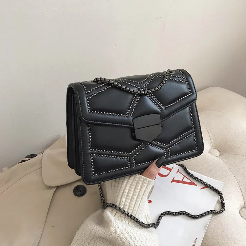 Rivet Chain Small Crossbody Bags for Women Shoulder Messenger Bag Lady Luxury Handbags
