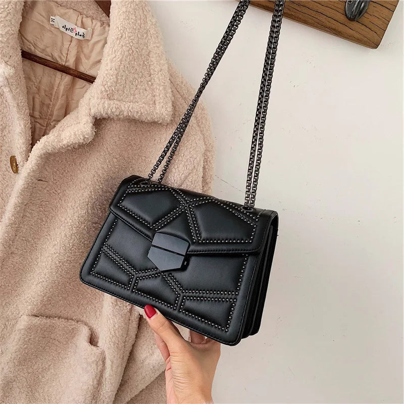 Rivet Chain Small Crossbody Bags for Women Shoulder Messenger Bag Lady Luxury Handbags