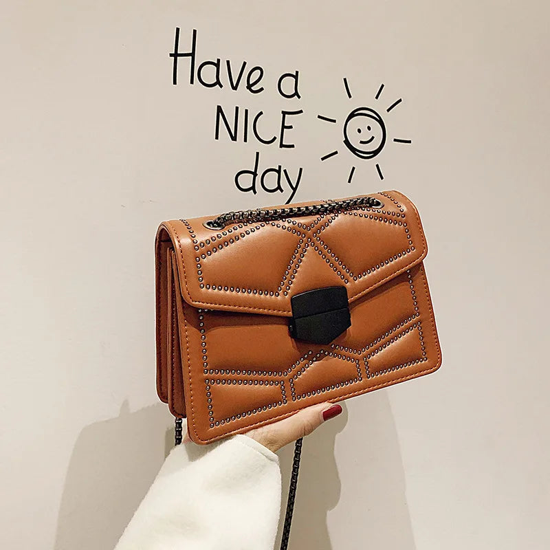 Rivet Chain Small Crossbody Bags for Women Shoulder Messenger Bag Lady Luxury Handbags