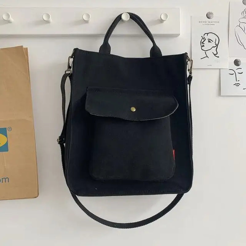 Corduroy Shoulder Bag Women Vintage Shopping Bags Zipper Girls Student Bookbag Handbags Casual Tote with outside Pocket